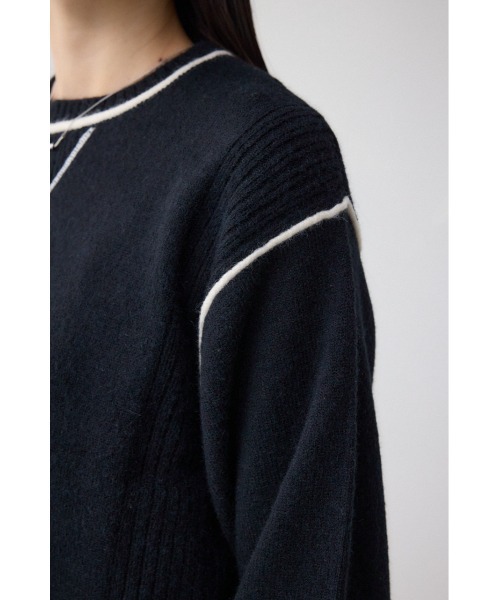 AZUL by moussy（アズールバイマウジー）の「スウェットライクニットプルオーバー（スウェット・レディース・ブラック/ダークブルー/杢グレー・FREE）」の11枚目の写真