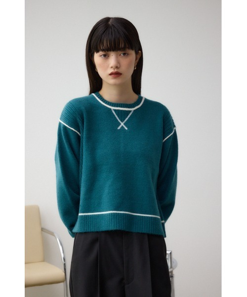 AZUL by moussy（アズールバイマウジー）の「スウェットライクニットプルオーバー（スウェット・レディース・ブラック/ダークブルー/杢グレー・FREE）」の16枚目の写真