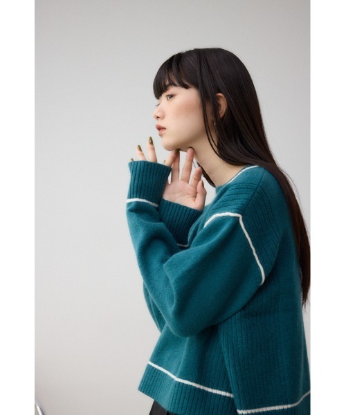 AZUL by moussy（アズールバイマウジー）の「スウェットライクニットプルオーバー（スウェット・レディース・ブラック/ダークブルー/杢グレー・FREE）」の17枚目の写真