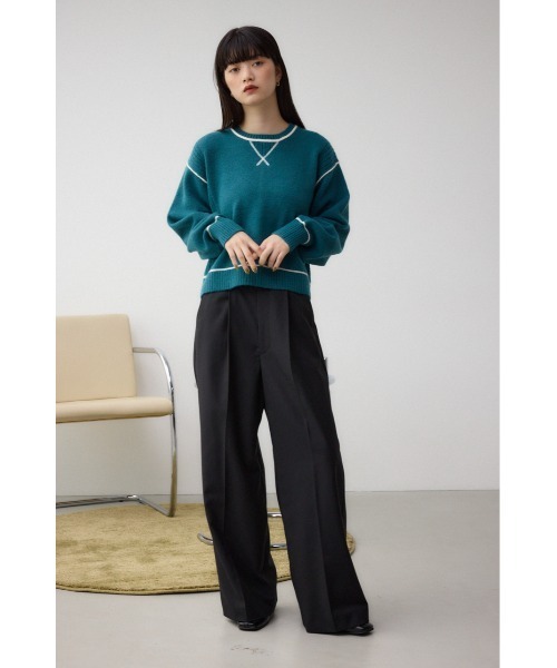 AZUL by moussy（アズールバイマウジー）の「スウェットライクニットプルオーバー（スウェット・レディース・ブラック/ダークブルー/杢グレー・FREE）」の18枚目の写真