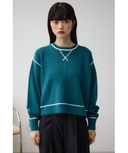 AZUL by moussy（アズールバイマウジー）の「スウェットライクニットプルオーバー（スウェット・レディース・ブラック/ダークブルー/杢グレー・FREE）」の19枚目の写真