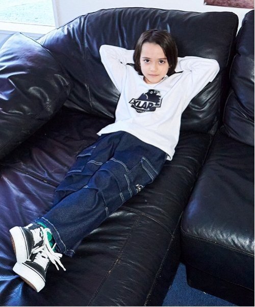 XLARGE KIDS（エクストララージキッズ）の「袖ロゴスランテッドOGゴリラ長袖Tシャツ（Tシャツ/カットソー・キッズ・ブラック/ホワイト/パープル/イエロー・80ｃｍ/90cm/100cm/110cm/120cm/130cm/140cm）」の9枚目の写真