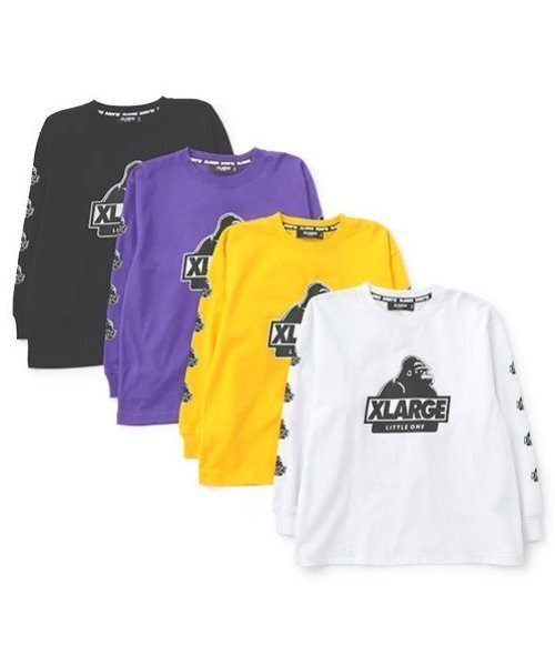 XLARGE KIDS（エクストララージキッズ）の「袖ロゴスランテッドOGゴリラ長袖Tシャツ（Tシャツ/カットソー・キッズ・ブラック/ホワイト/パープル/イエロー・80ｃｍ/90cm/100cm/110cm/120cm/130cm/140cm）」の19枚目の写真