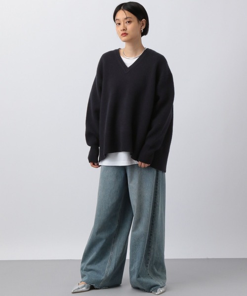 A part by(アパートバイ)の「カシミヤコンユルVプルオーバーニット(ニット/セーター・レディース・アイボリー/ネイビー/オレンジ/ライトグレー・FREE)」の14枚目の写真