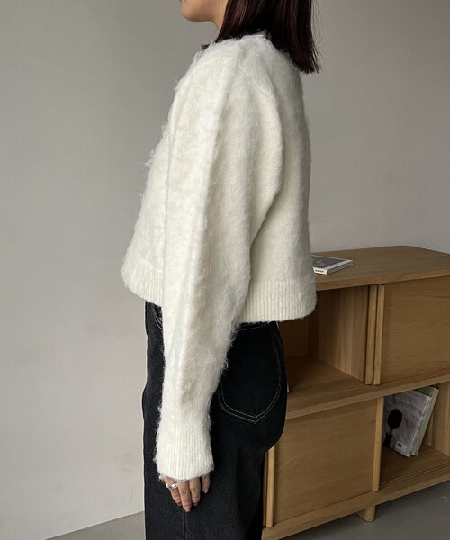 CAPRICIEUX LE'MAGE（カプリシューレマージュ）の「【shio企画】フラッフィーショートカーディガン（カーディガン/ボレロ・レディース・オフホワイト/ピンク/ブラウン/チャコールグレー・FREE）」の16枚目の写真