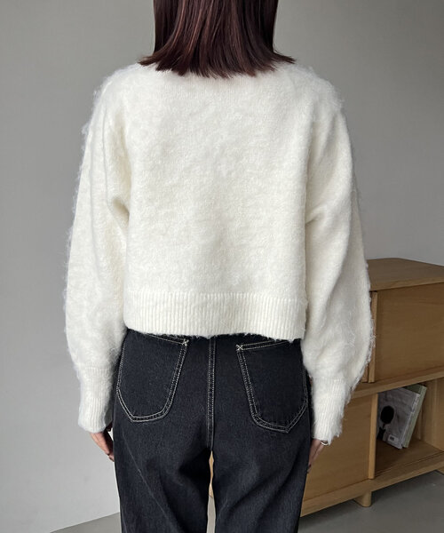 CAPRICIEUX LE'MAGE（カプリシューレマージュ）の「【shio企画】フラッフィーショートカーディガン（カーディガン/ボレロ・レディース・オフホワイト/ピンク/ブラウン/チャコールグレー・FREE）」の17枚目の写真