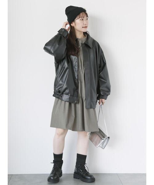 ehka sopo（エヘカソポ）の「リボンタイ付ティアードミニワンピース（ワンピース・レディース・モカ/ブラック/オフホワイト・F）」の20枚目の写真