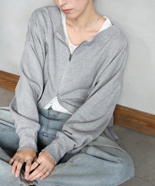 select MOCA（セレクトモカ）の「オフショルダーダブルジップトップス（スウェット・レディース・チャコールグレー/グレー・FREE）」の21枚目の写真