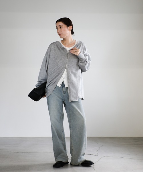 select MOCA（セレクトモカ）の「オフショルダーダブルジップトップス（スウェット・レディース・チャコールグレー/グレー・FREE）」の4枚目の写真