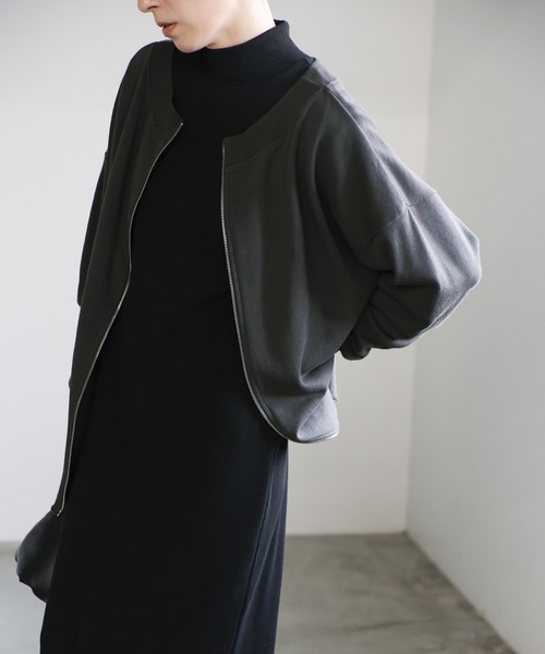 select MOCA（セレクトモカ）の「オフショルダーダブルジップトップス（スウェット・レディース・チャコールグレー/グレー・FREE）」の6枚目の写真