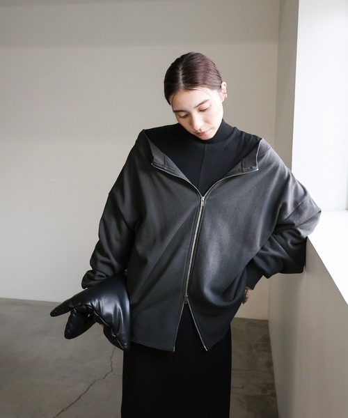 select MOCA（セレクトモカ）の「オフショルダーダブルジップトップス（スウェット・レディース・チャコールグレー/グレー・FREE）」の9枚目の写真