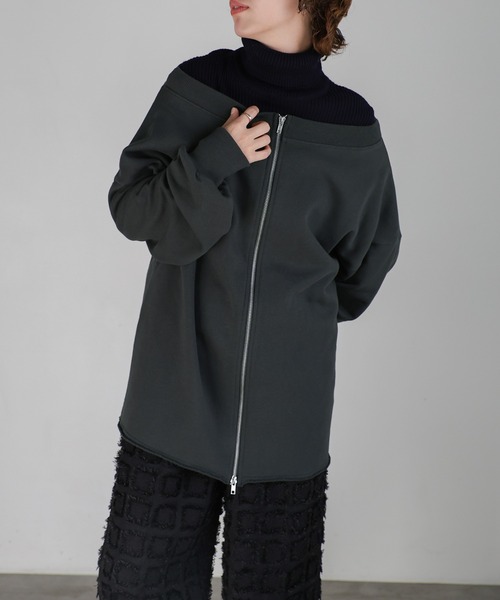 select MOCA（セレクトモカ）の「オフショルダーダブルジップトップス（スウェット・レディース・チャコールグレー/グレー・FREE）」の18枚目の写真