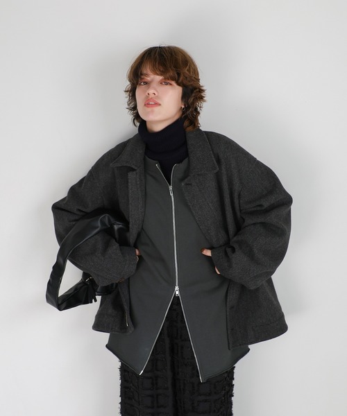 select MOCA（セレクトモカ）の「オフショルダーダブルジップトップス（スウェット・レディース・チャコールグレー/グレー・FREE）」の15枚目の写真