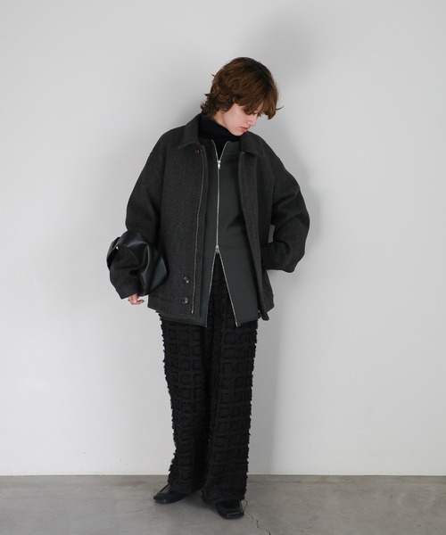 select MOCA（セレクトモカ）の「オフショルダーダブルジップトップス（スウェット・レディース・チャコールグレー/グレー・FREE）」の16枚目の写真