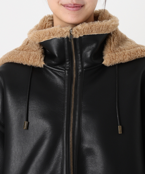 journal standard L'essage（ジャーナルスタンダードレサージュ）の「フェイクレザーボア パーカーコート（その他アウター・レディース・ブラック・FREE）」の13枚目の写真