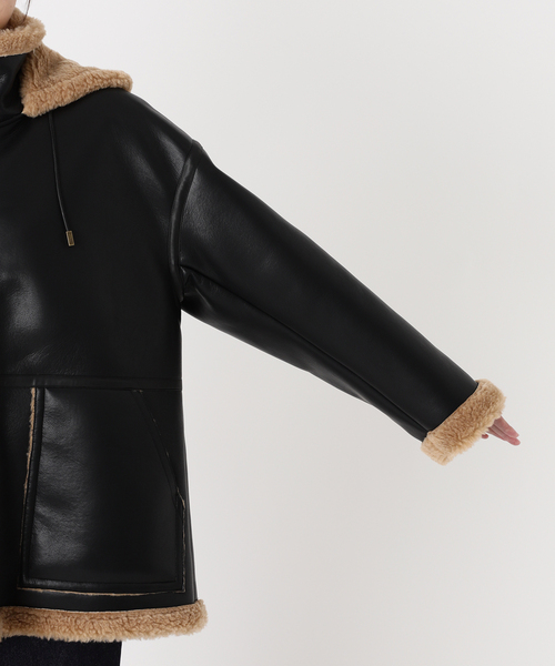 journal standard L'essage（ジャーナルスタンダードレサージュ）の「フェイクレザーボア パーカーコート（その他アウター・レディース・ブラック・FREE）」の14枚目の写真