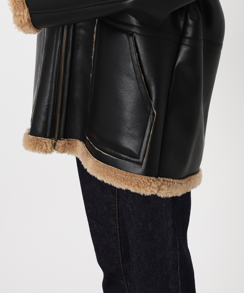 journal standard L'essage（ジャーナルスタンダードレサージュ）の「フェイクレザーボア パーカーコート（その他アウター・レディース・ブラック・FREE）」の16枚目の写真