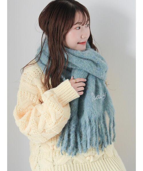 ehka sopo（エヘカソポ）の「刺繍入りマフラー（ストール/ショール・レディース・キナリ/サックスブルー/オレンジ・F）」の2枚目の写真