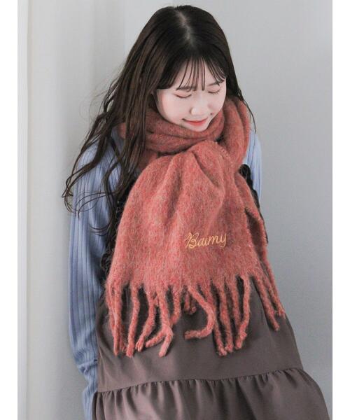 ehka sopo（エヘカソポ）の「刺繍入りマフラー（ストール/ショール・レディース・キナリ/サックスブルー/オレンジ・F）」の3枚目の写真