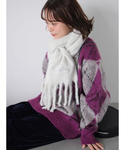 ehka sopo（エヘカソポ）の「刺繍入りマフラー（ストール/ショール・レディース・キナリ/サックスブルー/オレンジ・F）」の6枚目の写真