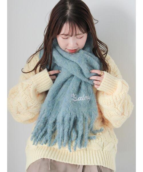 ehka sopo（エヘカソポ）の「刺繍入りマフラー（ストール/ショール・レディース・キナリ/サックスブルー/オレンジ・F）」の8枚目の写真