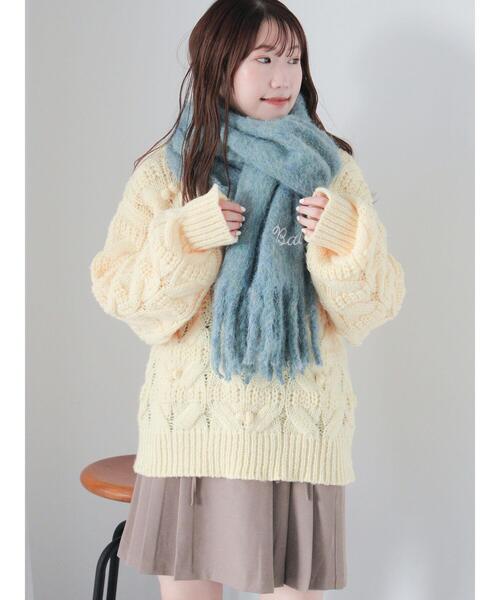 ehka sopo（エヘカソポ）の「刺繍入りマフラー（ストール/ショール・レディース・キナリ/サックスブルー/オレンジ・F）」の10枚目の写真