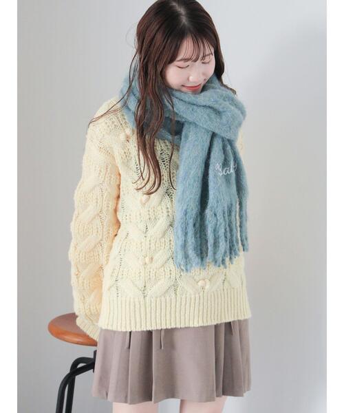 ehka sopo（エヘカソポ）の「刺繍入りマフラー（ストール/ショール・レディース・キナリ/サックスブルー/オレンジ・F）」の11枚目の写真