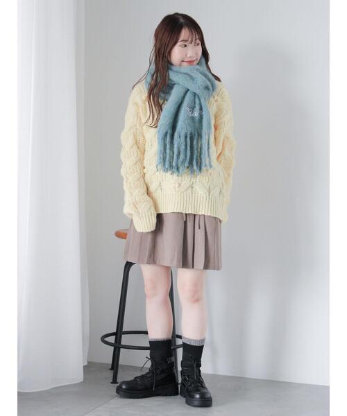 ehka sopo（エヘカソポ）の「刺繍入りマフラー（ストール/ショール・レディース・キナリ/サックスブルー/オレンジ・F）」の13枚目の写真