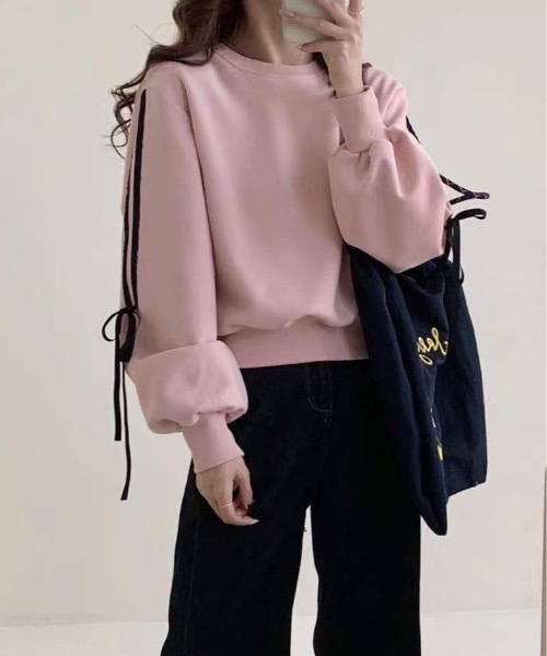 【セール】袖ラインリボンスウェットプルオーバー（スウェット）｜wilful（ウルフル）