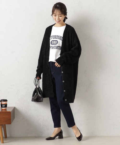 FOUND GOOD（ファウンドグッド）の「シャギーロングニットカーデ（カーディガン/ボレロ・レディース・ベージュ/ブルー系5/ブラック/グレー系5・L/M/S）」の5枚目の写真