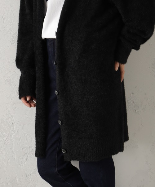 FOUND GOOD（ファウンドグッド）の「シャギーロングニットカーデ（カーディガン/ボレロ・レディース・ベージュ/ブルー系5/ブラック/グレー系5・L/M/S）」の8枚目の写真