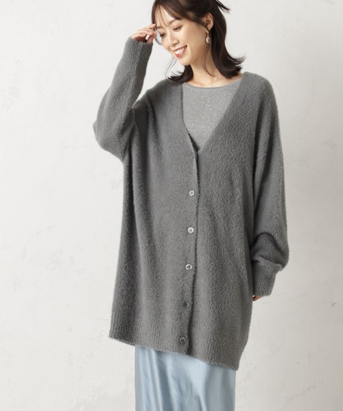 FOUND GOOD（ファウンドグッド）の「シャギーロングニットカーデ（カーディガン/ボレロ・レディース・ベージュ/ブルー系5/ブラック/グレー系5・L/M/S）」の10枚目の写真