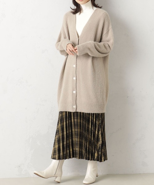 FOUND GOOD（ファウンドグッド）の「シャギーロングニットカーデ（カーディガン/ボレロ・レディース・ベージュ/ブルー系5/ブラック/グレー系5・L/M/S）」の13枚目の写真