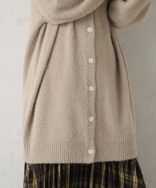 FOUND GOOD（ファウンドグッド）の「シャギーロングニットカーデ（カーディガン/ボレロ・レディース・ベージュ/ブルー系5/ブラック/グレー系5・L/M/S）」の16枚目の写真