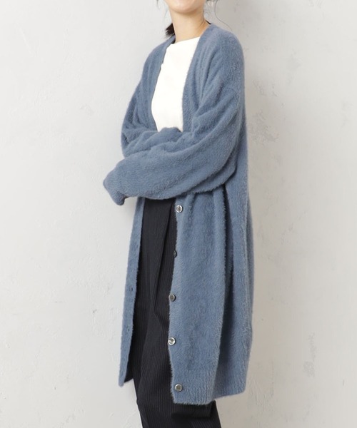 FOUND GOOD（ファウンドグッド）の「シャギーロングニットカーデ（カーディガン/ボレロ・レディース・ベージュ/ブルー系5/ブラック/グレー系5・L/M/S）」の17枚目の写真