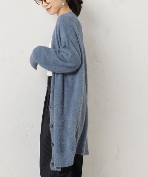 FOUND GOOD（ファウンドグッド）の「シャギーロングニットカーデ（カーディガン/ボレロ・レディース・ベージュ/ブルー系5/ブラック/グレー系5・L/M/S）」の18枚目の写真