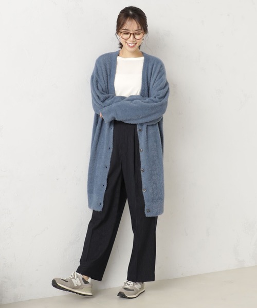 FOUND GOOD（ファウンドグッド）の「シャギーロングニットカーデ（カーディガン/ボレロ・レディース・ベージュ/ブルー系5/ブラック/グレー系5・L/M/S）」の20枚目の写真