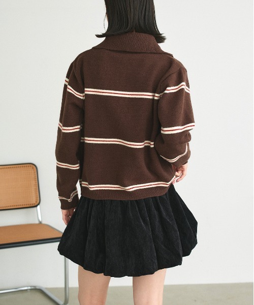 ad thie(アドティエ)の「ハーフジップ ラガーニットトップス(ニット/セーター・レディース・オフホワイト/ダークブラウン・FREE)」の19枚目の写真