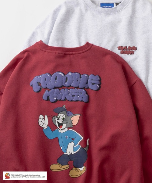 Tom＆Jerry（トムアンドジェリー）の「【0】【TOM＆JERRY/トムとジェリー】ワンポイント＆バックBIGキャラクタープリント バブルロゴデザイン ビッグシルエット クルーネックスウェット/ 裏起毛（スウェット・メンズ・ネイビー/ライトグレー/アッシュグレー/ブラック系その他/ブラック/ワイン・M/L/XL）」の6枚目の写真