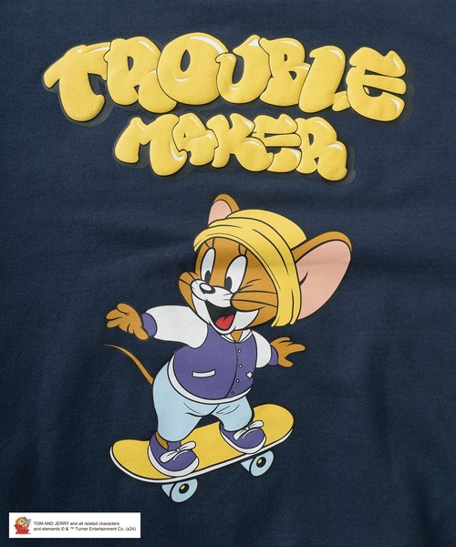 Tom＆Jerry（トムアンドジェリー）の「【0】【TOM＆JERRY/トムとジェリー】ワンポイント＆バックBIGキャラクタープリント バブルロゴデザイン ビッグシルエット クルーネックスウェット/ 裏起毛（スウェット・メンズ・ネイビー/ライトグレー/アッシュグレー/ブラック系その他/ブラック/ワイン・M/L/XL）」の15枚目の写真