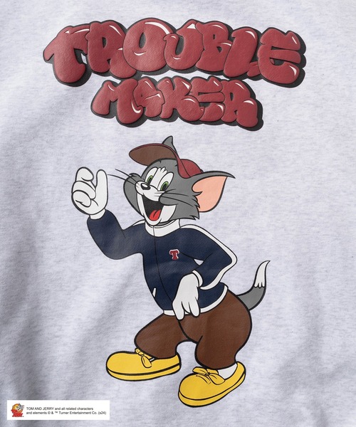 Tom＆Jerry（トムアンドジェリー）の「【0】【TOM＆JERRY/トムとジェリー】ワンポイント＆バックBIGキャラクタープリント バブルロゴデザイン ビッグシルエット クルーネックスウェット/ 裏起毛（スウェット・メンズ・ネイビー/ライトグレー/アッシュグレー/ブラック系その他/ブラック/ワイン・M/L/XL）」の17枚目の写真