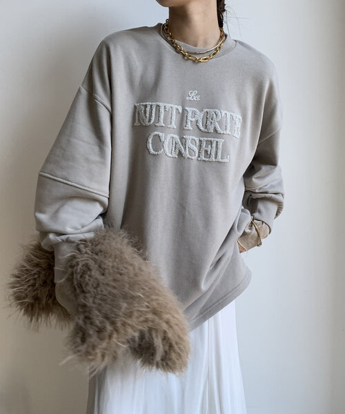 DouDou(ドゥドゥ)の「【WEB限定】ラメサガラ刺繍ランタンスリーブチュニック(Tシャツ/カットソー・レディース・グレイッシュベージュ/アイボリー/ブラック・FREE)」の3枚目の写真
