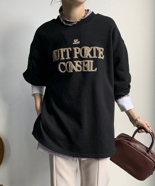 DouDou(ドゥドゥ)の「【WEB限定】ラメサガラ刺繍ランタンスリーブチュニック(Tシャツ/カットソー・レディース・グレイッシュベージュ/アイボリー/ブラック・FREE)」の2枚目の写真