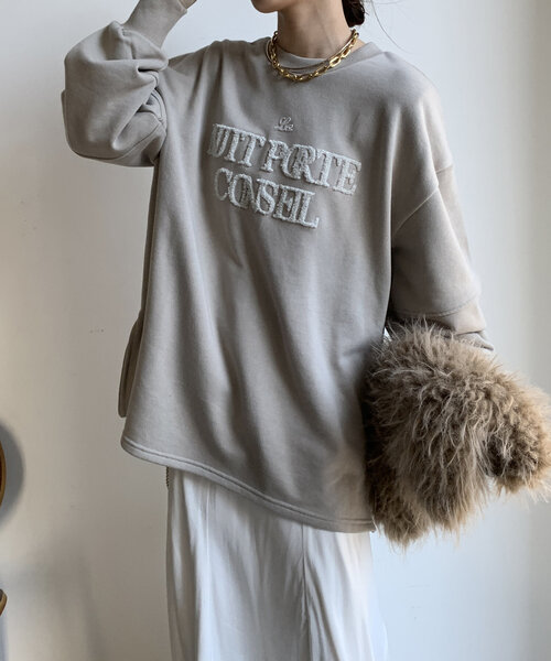 DouDou(ドゥドゥ)の「【WEB限定】ラメサガラ刺繍ランタンスリーブチュニック(Tシャツ/カットソー・レディース・グレイッシュベージュ/アイボリー/ブラック・FREE)」の8枚目の写真