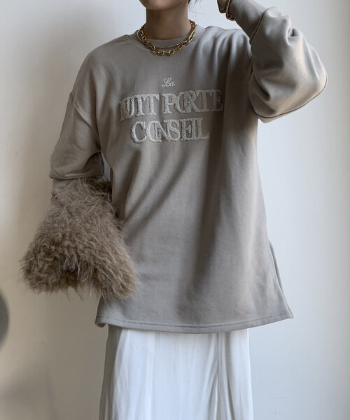 DouDou(ドゥドゥ)の「【WEB限定】ラメサガラ刺繍ランタンスリーブチュニック(Tシャツ/カットソー・レディース・グレイッシュベージュ/アイボリー/ブラック・FREE)」の10枚目の写真