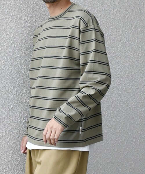 SHIPS any(シップス エニィ)の「【SHIPS any別注】sports wear: レトロ カラー ボーダー Tシャツ (ロンT)◇(Tシャツ/カットソー・メンズ・ブルー/ホワイト/ライトグリーン/ピンク/パープル・SMALL/MEDIUM/LARGE)」の4枚目の写真