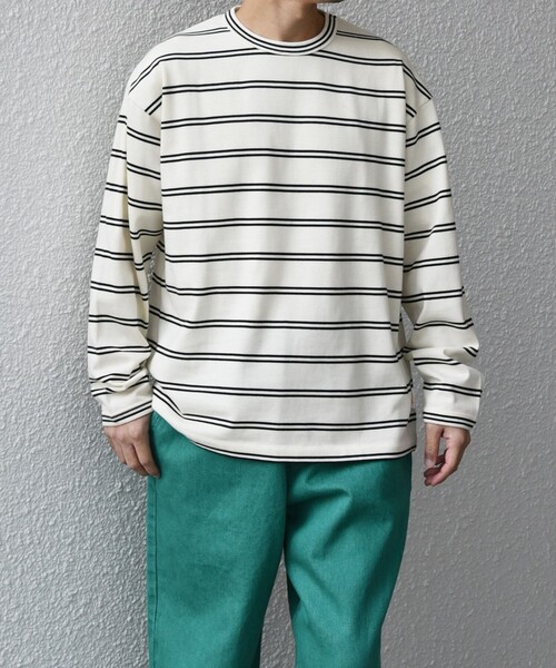 SHIPS any(シップス エニィ)の「【SHIPS any別注】sports wear: レトロ カラー ボーダー Tシャツ (ロンT)◇(Tシャツ/カットソー・メンズ・ブルー/ホワイト/ライトグリーン/ピンク/パープル・SMALL/MEDIUM/LARGE)」の9枚目の写真