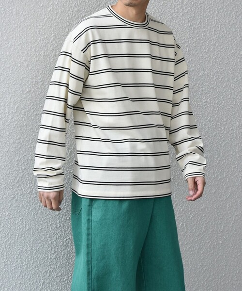 SHIPS any(シップス エニィ)の「【SHIPS any別注】sports wear: レトロ カラー ボーダー Tシャツ (ロンT)◇(Tシャツ/カットソー・メンズ・ブルー/ホワイト/ライトグリーン/ピンク/パープル・SMALL/MEDIUM/LARGE)」の11枚目の写真