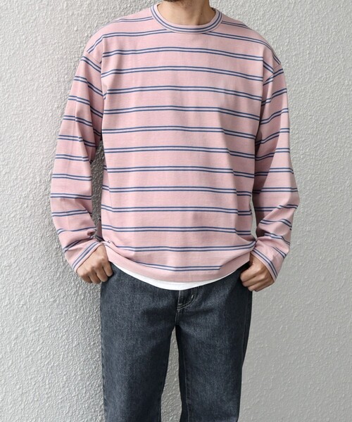 SHIPS any(シップス エニィ)の「【SHIPS any別注】sports wear: レトロ カラー ボーダー Tシャツ (ロンT)◇(Tシャツ/カットソー・メンズ・ブルー/ホワイト/ライトグリーン/ピンク/パープル・SMALL/MEDIUM/LARGE)」の14枚目の写真