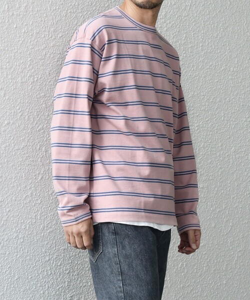 SHIPS any(シップス エニィ)の「【SHIPS any別注】sports wear: レトロ カラー ボーダー Tシャツ (ロンT)◇(Tシャツ/カットソー・メンズ・ブルー/ホワイト/ライトグリーン/ピンク/パープル・SMALL/MEDIUM/LARGE)」の15枚目の写真